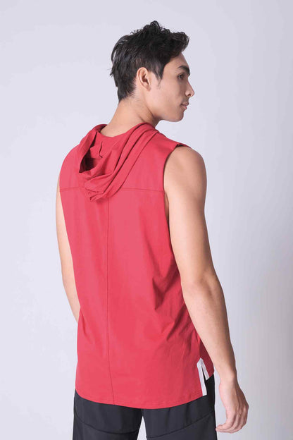 SPK0025 - Ultra Soft Stretch Cotton Gym Hooded Tank - Red
