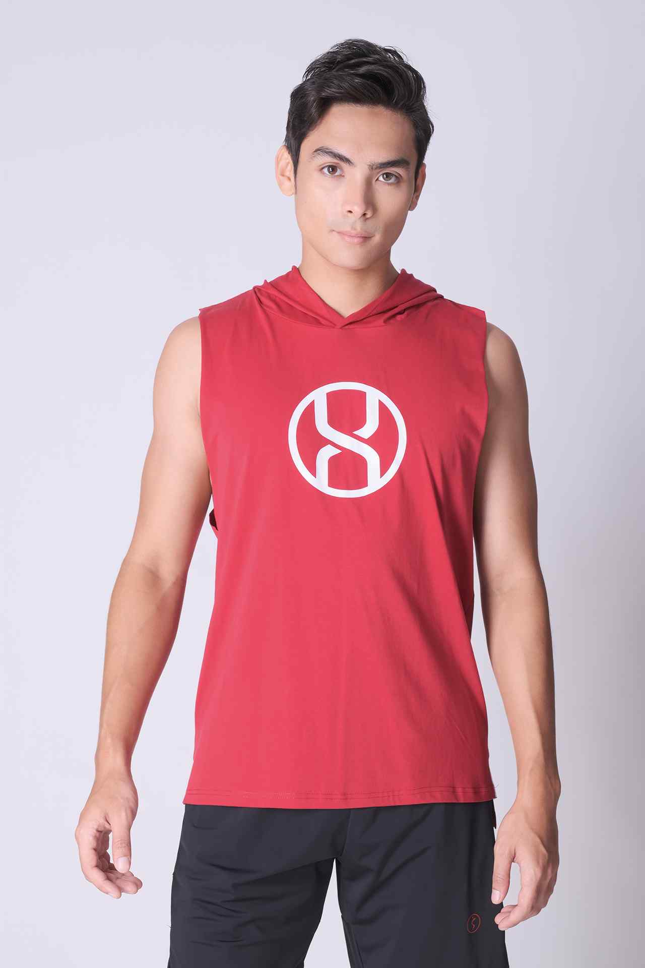SPK0025 - Ultra Soft Stretch Cotton Gym Hooded Tank - Red