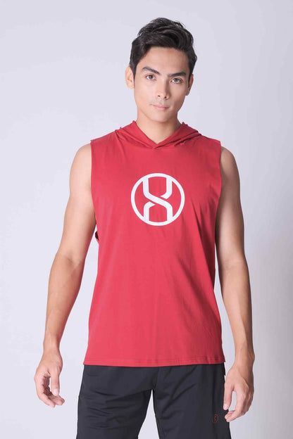 SPK0025 - Ultra Soft Stretch Cotton Gym Hooded Tank - Red
