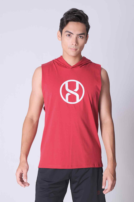 SPK0025 - Ultra Soft Stretch Cotton Gym Hooded Tank - Red