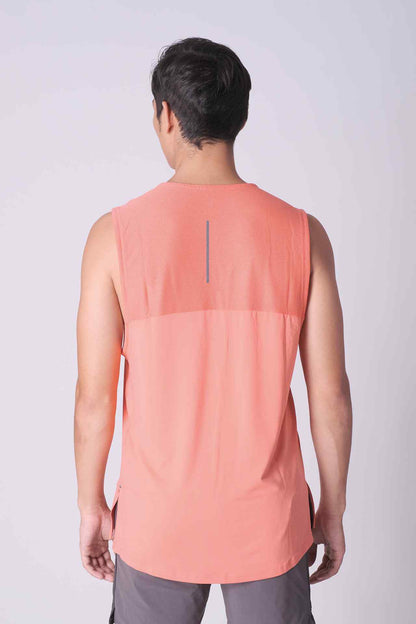 SPK0059 - Quick-Dry Reflective Shoulder Tape Running Tank - Orange