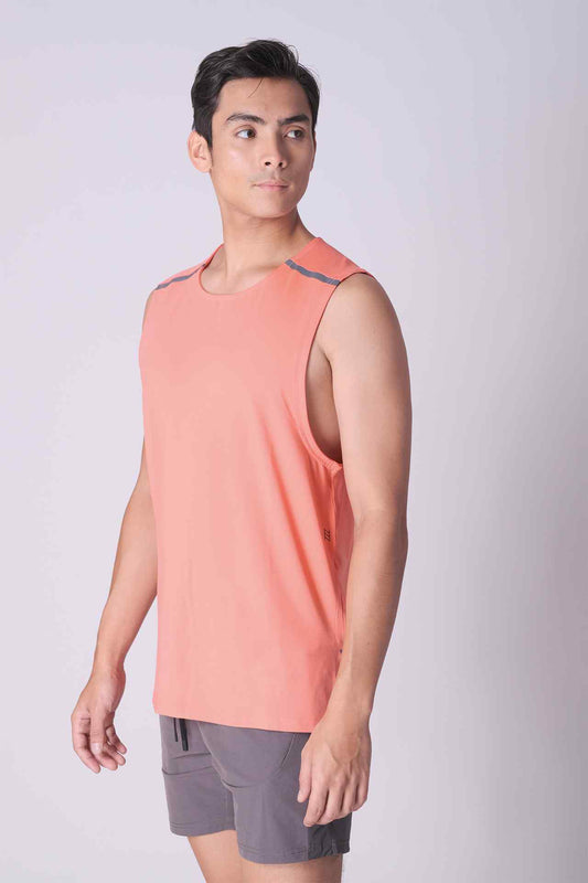 SPK0059 - Quick-Dry Reflective Shoulder Tape Running Tank - Orange