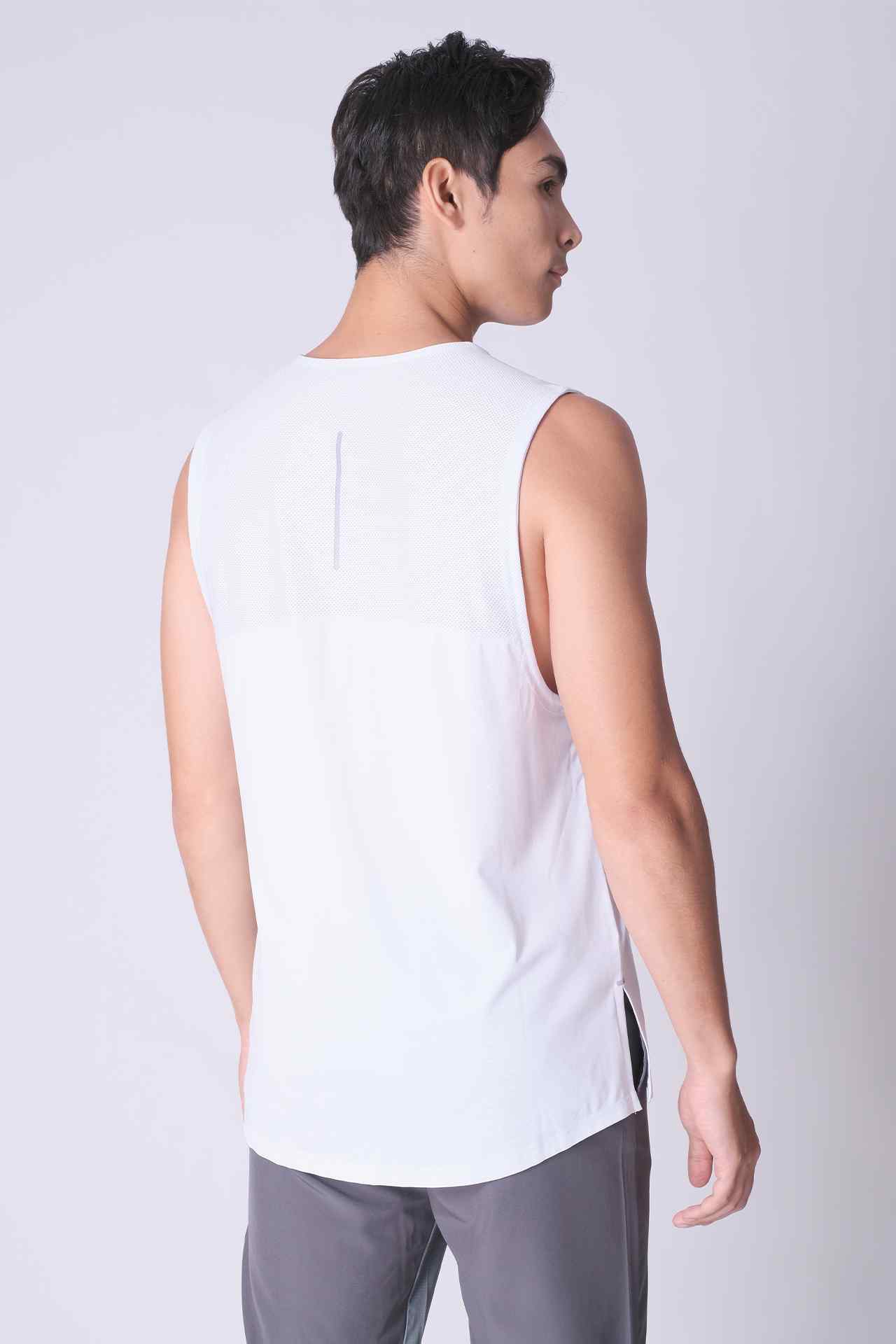 SPK0059 - Quick-Dry Reflective Shoulder Tape Running Tank - White