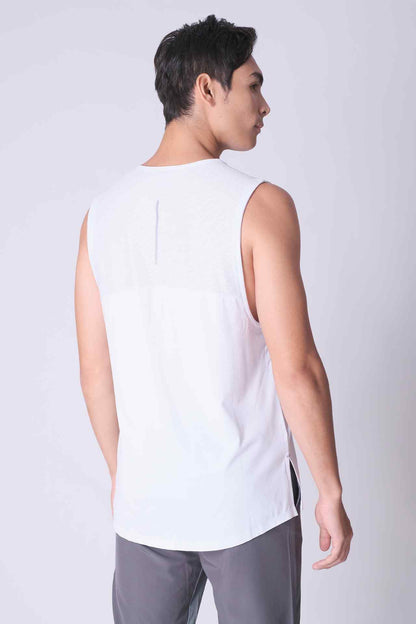 SPK0059 - Quick-Dry Reflective Shoulder Tape Running Tank - White