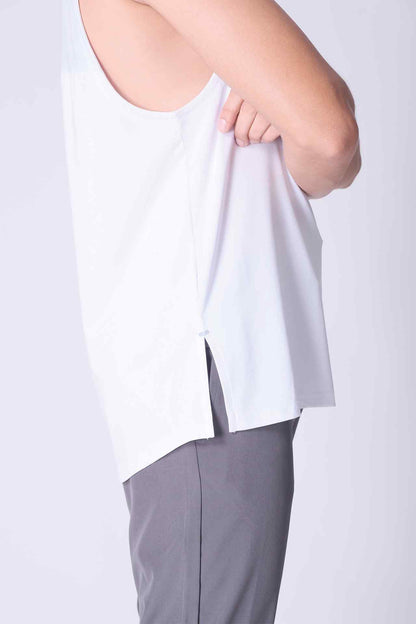 SPK0059 - Quick-Dry Reflective Shoulder Tape Running Tank - White