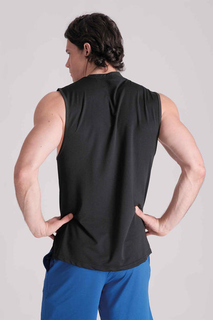 SPK0060 - Breathable Back Mesh Running Tank Top - Black