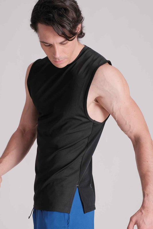 SPK0060 - Breathable Back Mesh Running Tank Top - Black