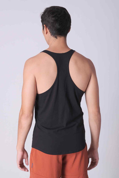 SPK0112 - Stretch Cotton React Gym Stringer Vest - Black