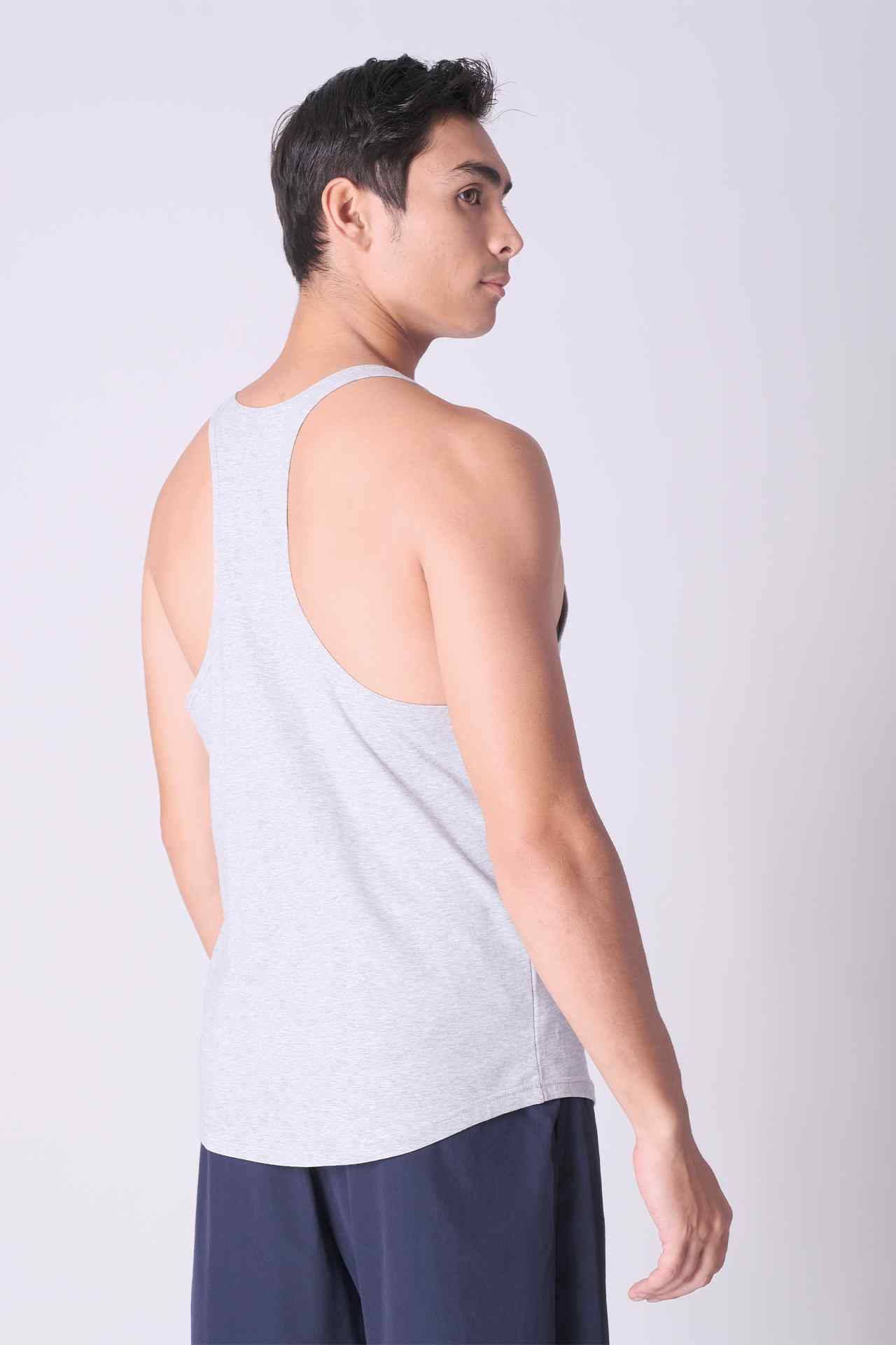 SPK0112 - Stretch Cotton React Gym Stringer Vest - Heather Grey
