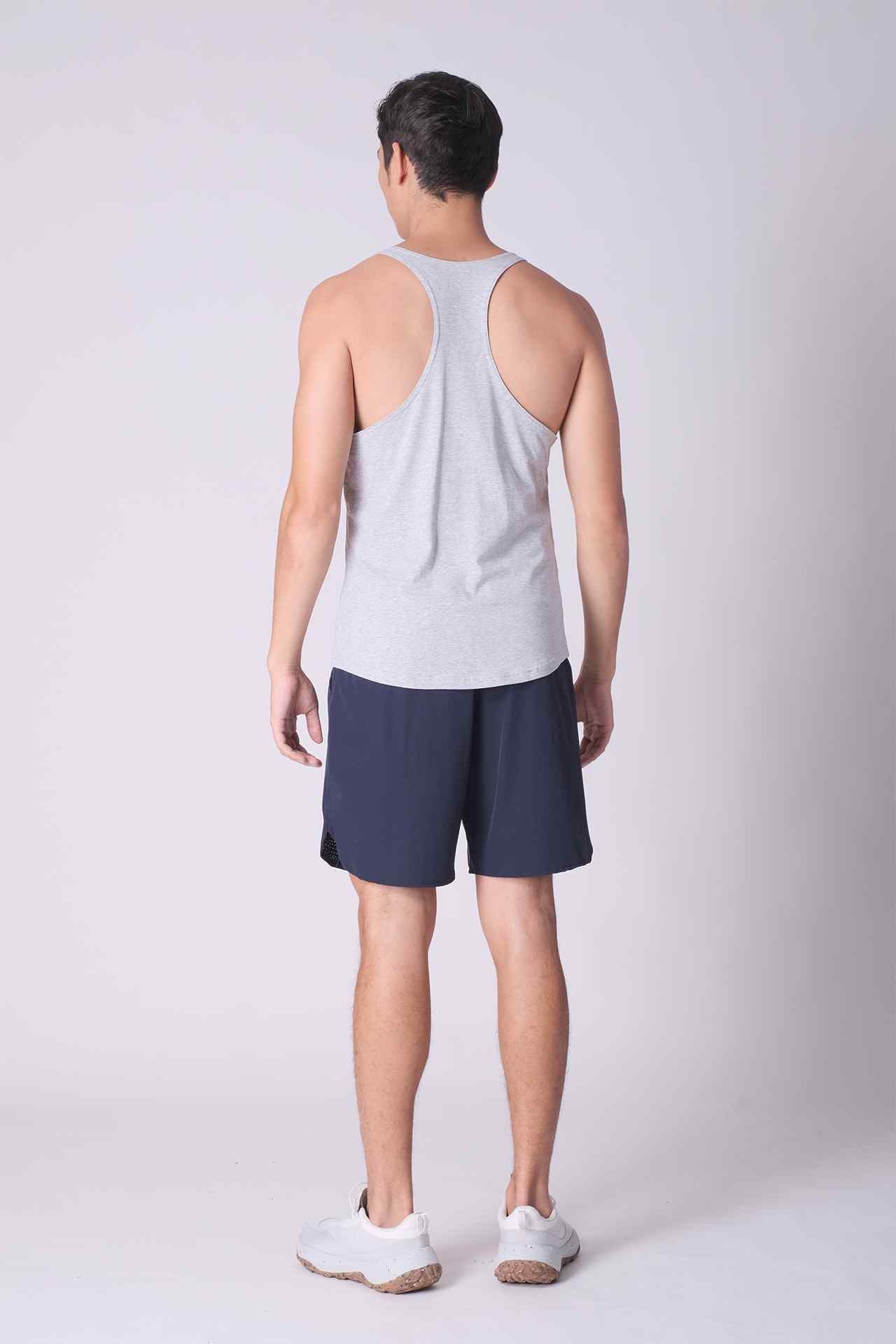 SPK0112 - Stretch Cotton React Gym Stringer Vest - Heather Grey