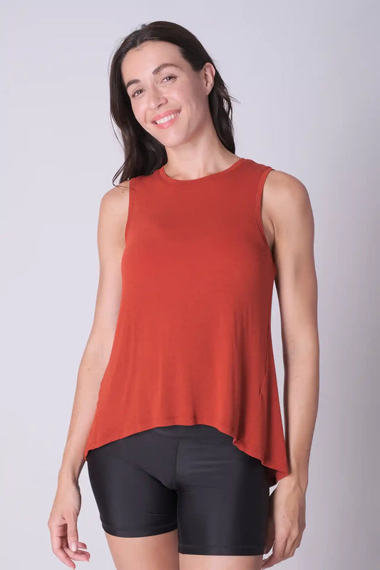 SPWK0118 - Women's Longline Soft Swingy Tank Top - Red