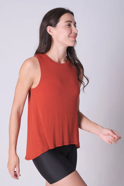 SPWK0118 - Women's Longline Soft Swingy Tank Top - Red