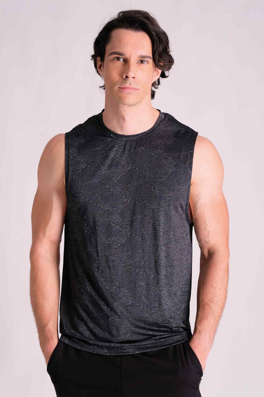 SPK0124 - Stretch Jacquard Nylon Training Tank Top - Black
