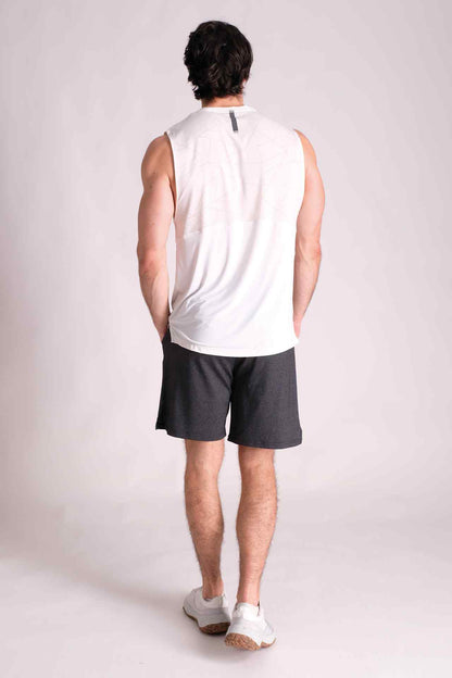 SPK0127 - Stretch Nylon Jacquard Workout Tank Top - White