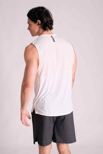 SPK0127 - Stretch Nylon Jacquard Workout Tank Top - White