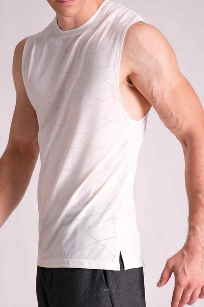 SPK0127 - Stretch Nylon Jacquard Workout Tank Top - White
