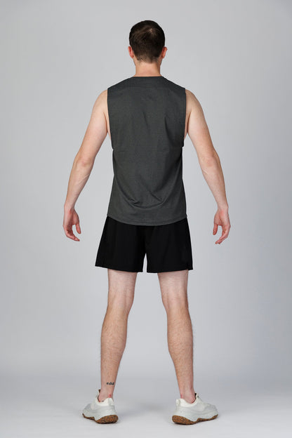 SPK0133 - Quick-Dry 4-Way Stretch Mesh Training Tank Top - Heather Black