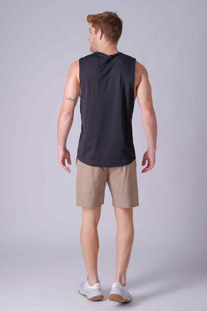 SPK0133 - Quick-Dry 4-Way Stretch Mesh Training Tank Top - Black