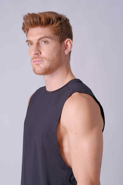 SPK0133 - Quick-Dry 4-Way Stretch Mesh Training Tank Top - Black