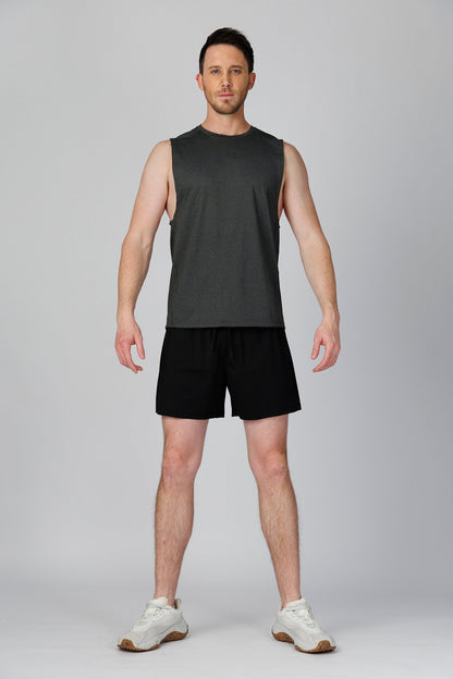 SPK0133 - Quick-Dry 4-Way Stretch Mesh Training Tank Top - Heather Black