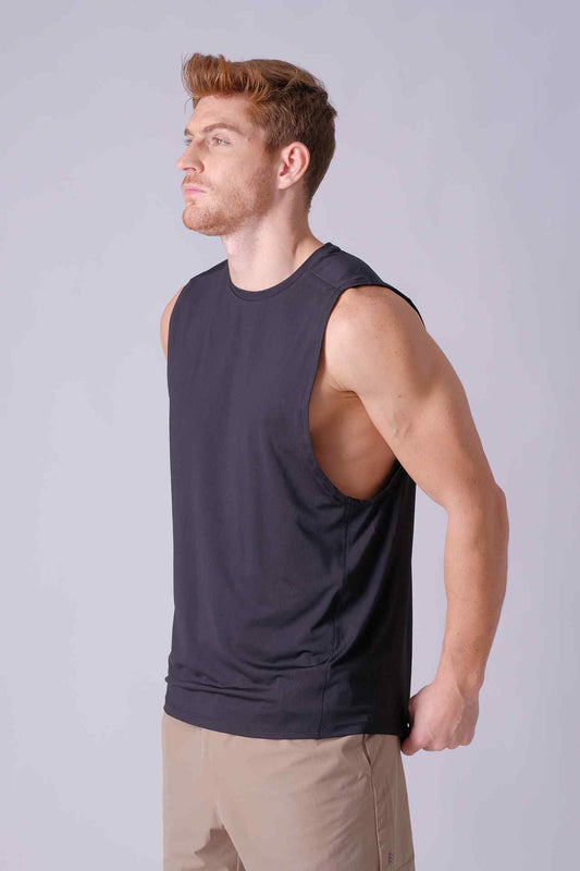 SPK0133 - Quick-Dry 4-Way Stretch Mesh Training Tank Top - Black