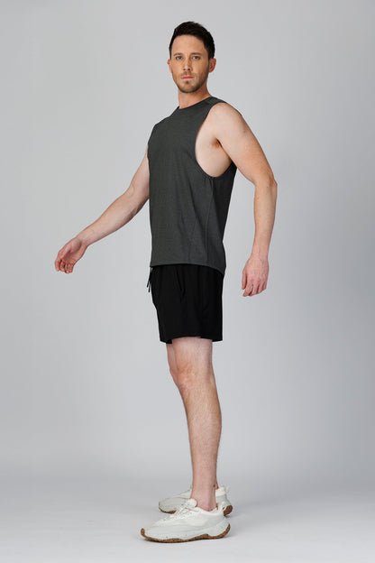 SPK0133 - Quick-Dry 4-Way Stretch Mesh Training Tank Top - Heather Black