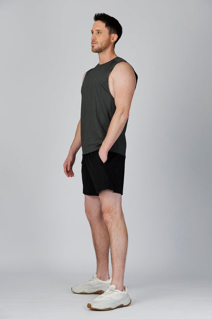 SPK0133 - Quick-Dry 4-Way Stretch Mesh Training Tank Top - Heather Black