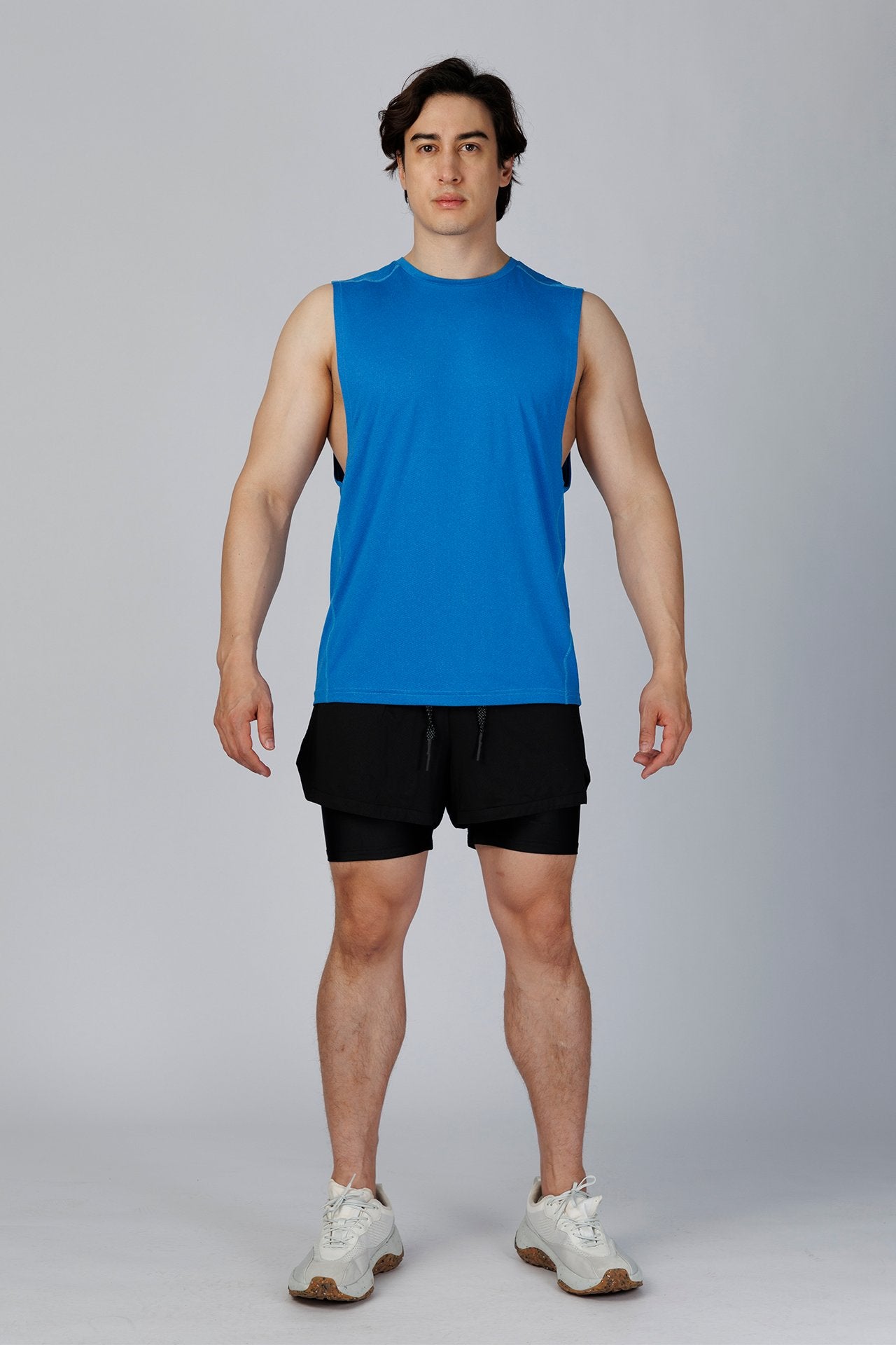 SPK0133 - Quick-Dry 4-Way Stretch Mesh Training Tank Top - Blue