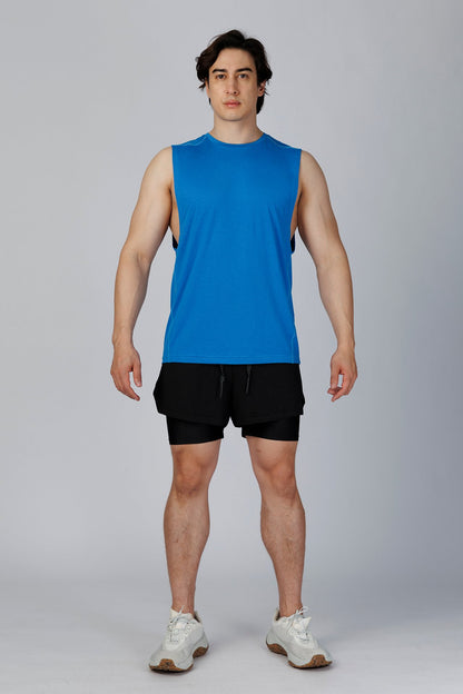 SPK0133 - Quick-Dry 4-Way Stretch Mesh Training Tank Top - Blue