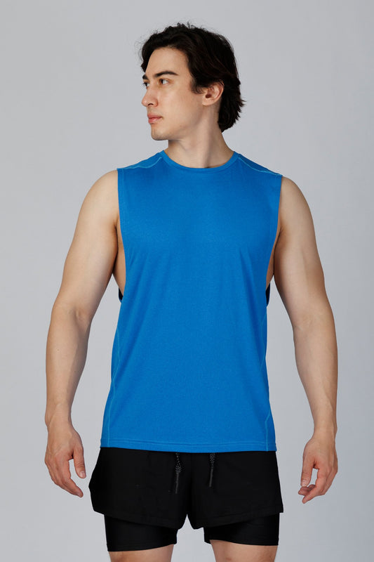 SPK0133 - Quick-Dry 4-Way Stretch Mesh Training Tank Top - Blue