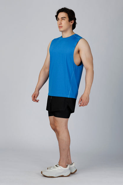 SPK0133 - Quick-Dry 4-Way Stretch Mesh Training Tank Top - Blue