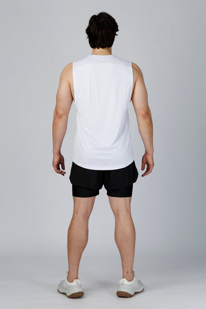 SPK0133 - Quick-Dry 4-Way Stretch Mesh Training Tank Top - White