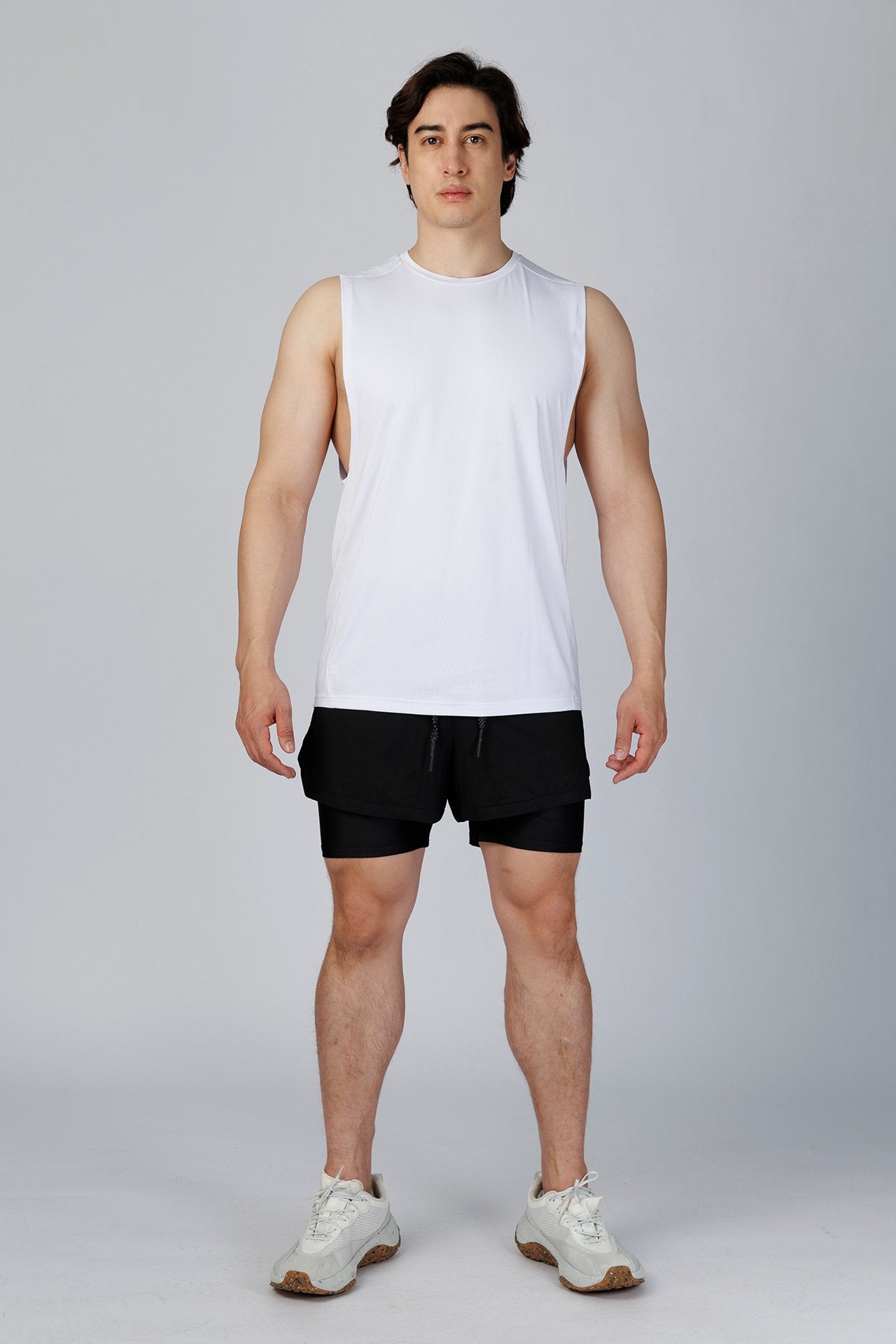 SPK0133 - Quick-Dry 4-Way Stretch Mesh Training Tank Top - White