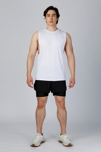 SPK0133 - Quick-Dry 4-Way Stretch Mesh Training Tank Top - White
