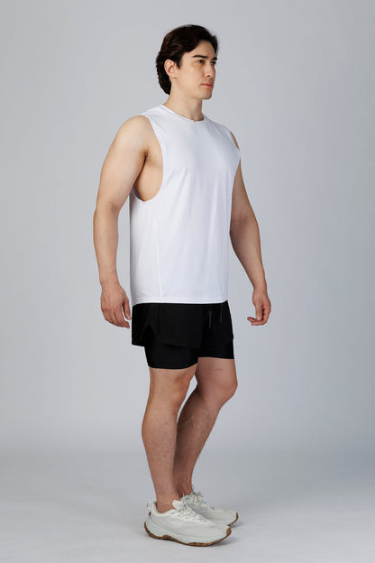 SPK0133 - Quick-Dry 4-Way Stretch Mesh Training Tank Top - White