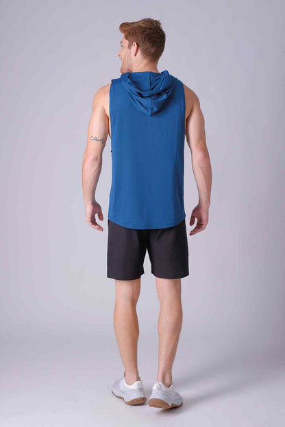 SPK0134 - Breathable Mesh Workout Sleeveless Hoodie - Navy