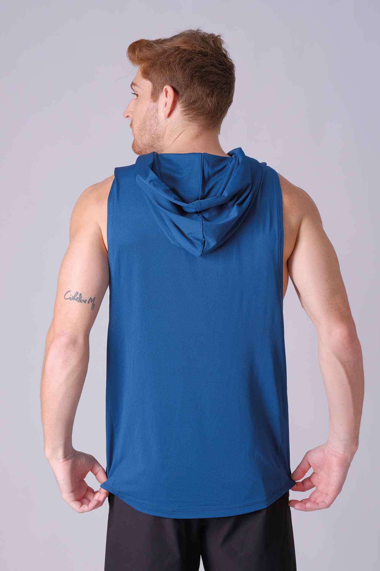 SPK0134 - Breathable Mesh Workout Sleeveless Hoodie - Navy