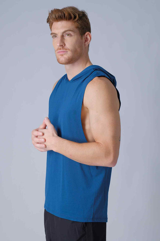 SPK0134 - Breathable Mesh Workout Sleeveless Hoodie - Navy
