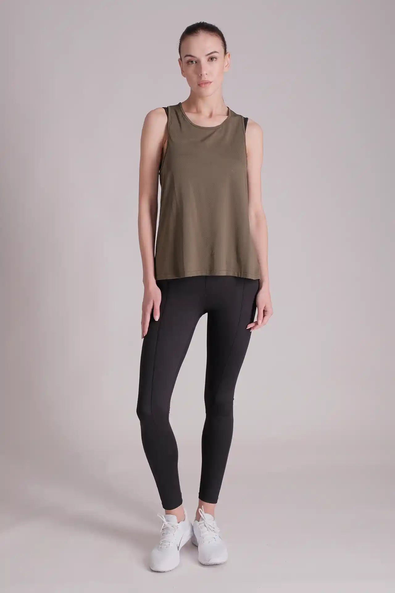 SPWK0145 - Women's Ultra Light-weight Curve Hem Running Tank Top - Army