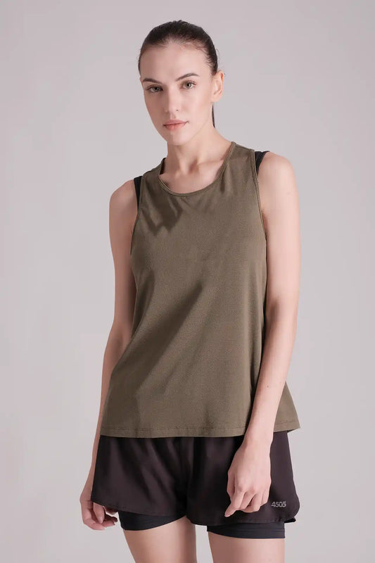 SPWK0145 - Women's Ultra Light-weight Curve Hem Running Tank Top - Army