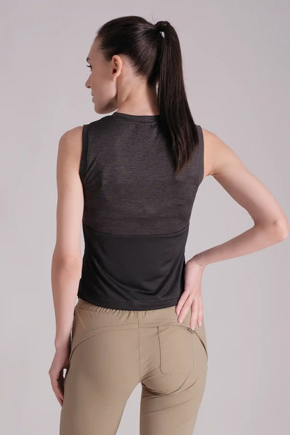 SPWK0149 - Women's Cut-out Back Tank Top - Heather Black