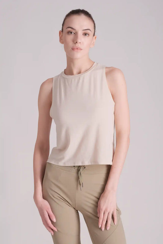 SPWK0150 - Women's Crew Neck Racer Tank Top - Cream