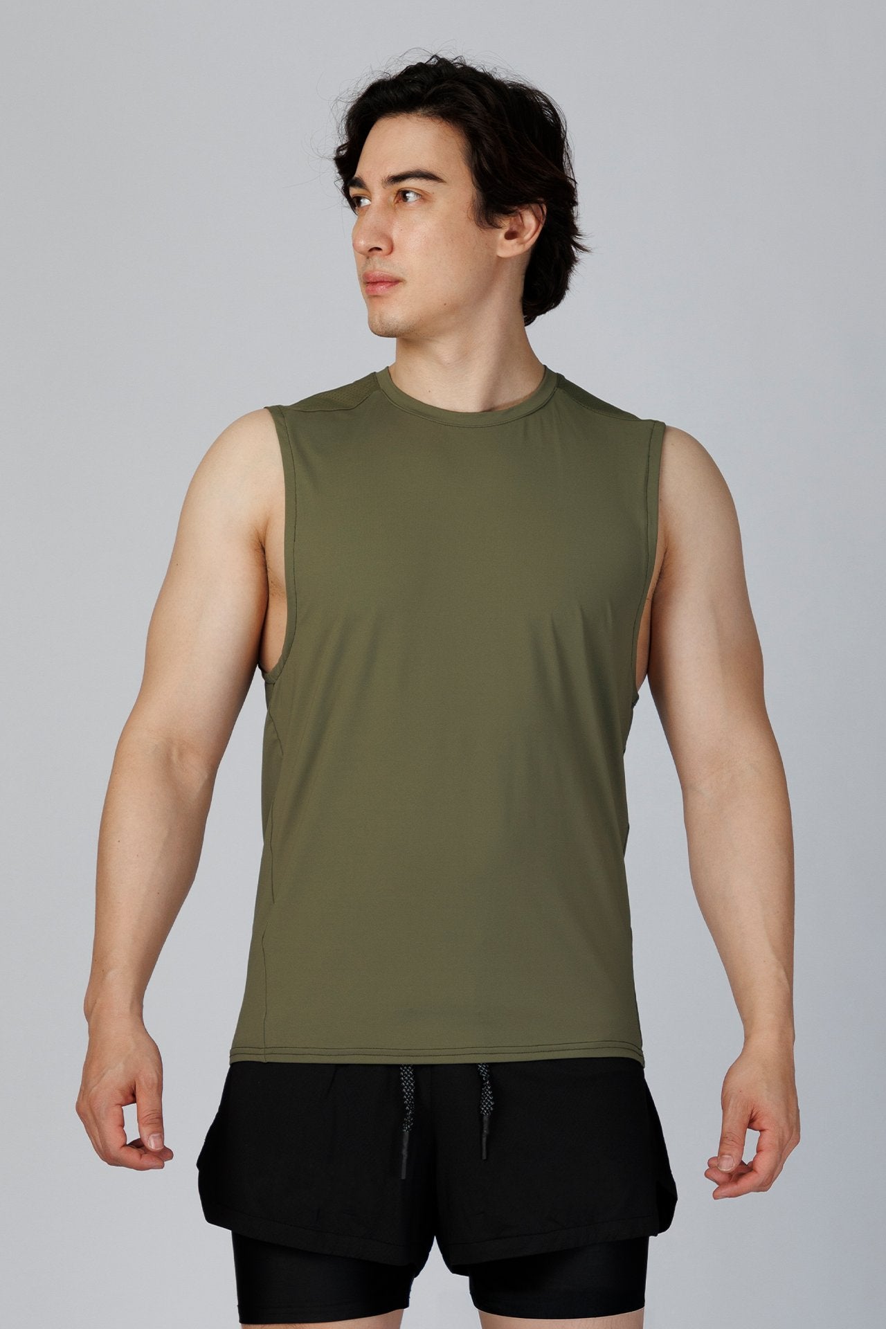 SPK0160 - Ultra 4-Way Stretch Nylon Training Muscle Tee - Army
