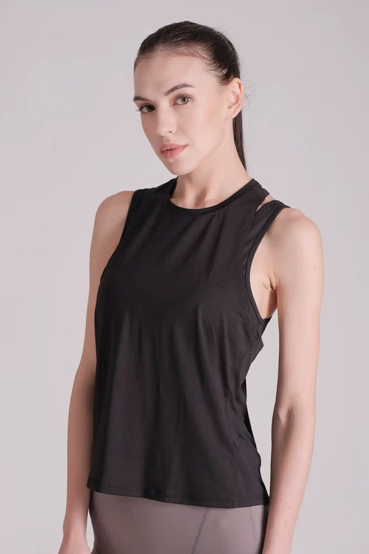 SPWK0163 - Women's Reflective Racerback Running Tank Top - Black