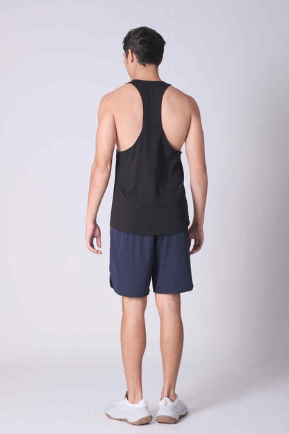 SPK0166 - Ultra-Soft Stretch Cotton Power Gym Stringer Vest - Black