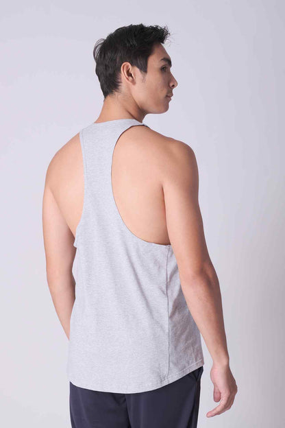 SPK0166 - Ultra-Soft Stretch Cotton Power Gym Stringer Vest - Heather Grey