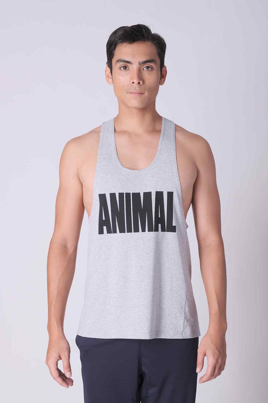 SPK0166 - Ultra-Soft Stretch Cotton Power Gym Stringer Vest - Heather Grey