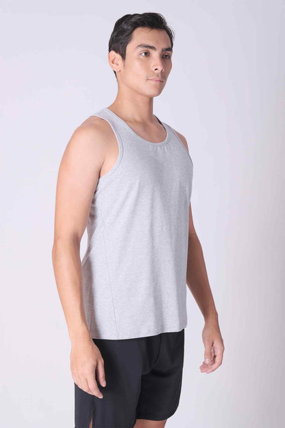 SPK0167 - Ultra-Soft Stretch Cotton React Gym Tank - Heather Grey