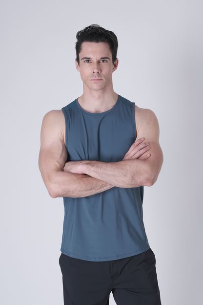 SPK0168 - Ultra 4-Way Stretch Nylon Training Tank - Ash Blue