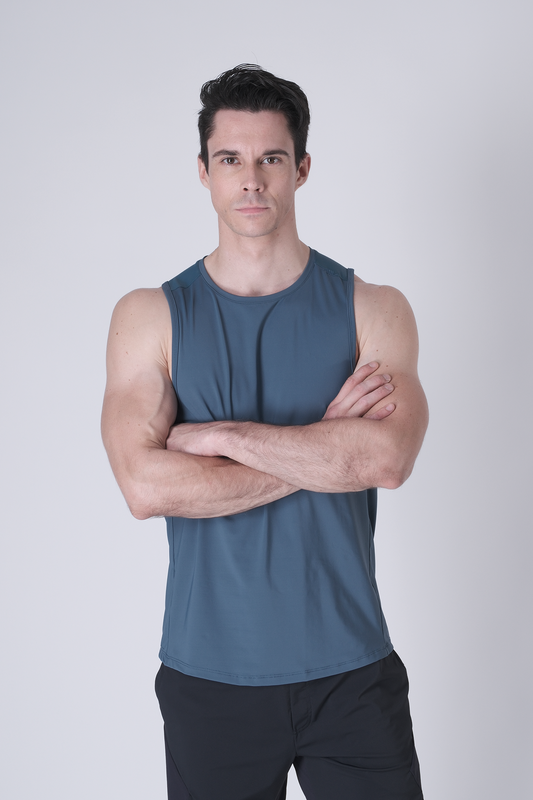 SPK0168 - Ultra 4-Way Stretch Nylon Training Tank - Ash Blue